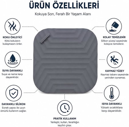 Silikon Koku Önleyici Mat Gider Kapağı Kapatıcı Kare Vakumlu – Lavabo Duş Gideri Koku Engelleyici Kaymaz Silikon Gider Örtüsü, Banyo Mutfak Koku Önleyici Gider Tıkacı (ASORTİ RENK)