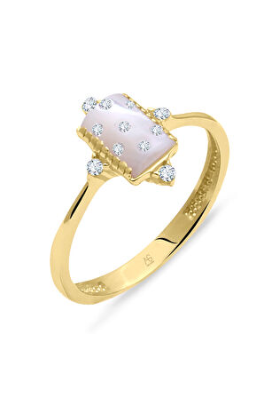 Zirkon Taşlı Altın Sedef Yüzük