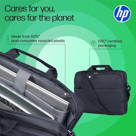 HP 14" Everyday Laptop Çantası, 600D Geri Dönüşümlü Polyester, 9L, Dolgulu Bölme, Su Geçirmez, Çıkarılabilir Omuz Askısı, Gri