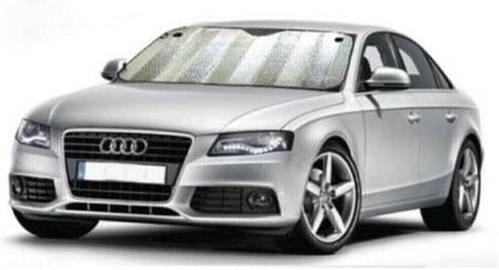 Araba Ön Cam Güneşliği 130x60 cm | Parlak Folyolu Katlanabilir Oto Güneşlik | Alüminyum Yüzeyli Araç Güneşten Koruyucu Perde Branda | Universal Boy Oto Güneşlik