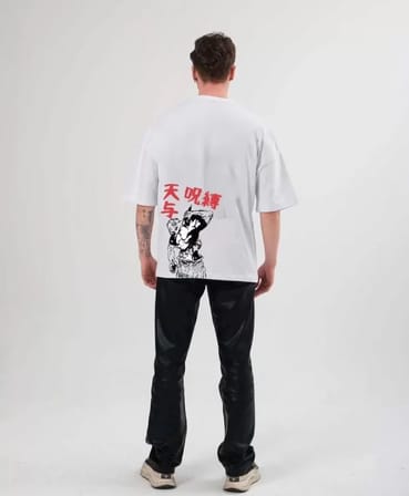 Modi Green Unisex Bisiklet Yaka Baskılı Oversize T-Shirt - Beyaz