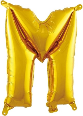 M Harfi 16 İnç Gold Renk Folyo Balon 36 CM (Altın)