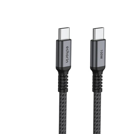 Şarj ve Veri Aktarım Kablosu 20V5A, Type C'den Type C'ye, 100W, Çift Kat Örgülü (Gri, 2 metre)
