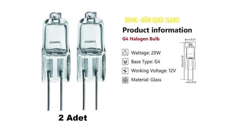 12V 20W 2 Adet ICF Buzdolabı Fırın Davlumbaz Aspiratör İçin Uyumlu Lamba Ampul Işık Halojen
