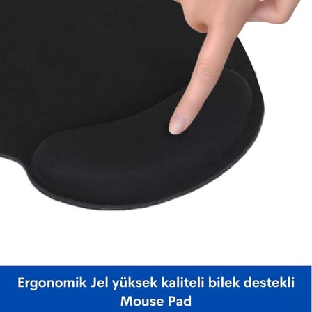 Mouse Pad Bilek Destekli Jel Mouse Pad,Ergonomik Kaymaz Taban,Oyun ve Ofis için Fare Altlığı,Suya Dayanıklı, Renk Seçenekli, 26x21cm İdeal Ölçü (Siyah)