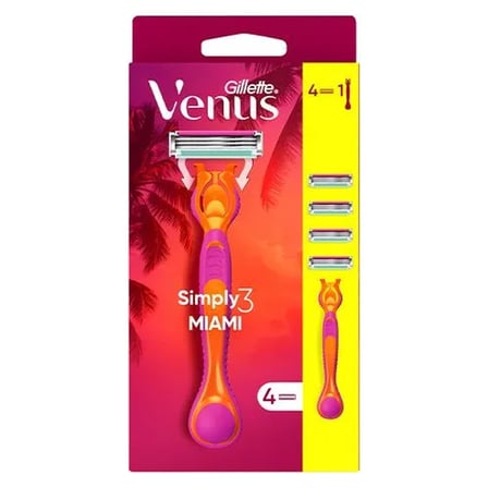 3 Adet Gillette Simply Venus 3 Miami Tıraş Makinesi Gövdesi + 4 Bıçak