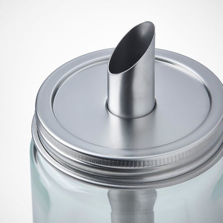 IKEA Citronhaj Cam Toz Şekerlik, 15 cm, Paslanmaz Çelik Kapak