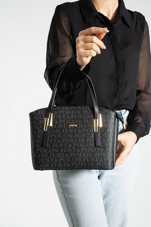 Siyah Cuzdanli Orijinal Just Polo Yeni Sezon Buyuk Boy 5 Bolmeli El ve Omuz Cantasi 28*25 cm