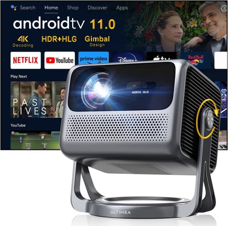 Nova C40-600 ANSILümen, Android TV 11, Netflix Sertifikalı, Wi-Fi 6 &amp; Bluetooth 5.3 Max.120" 4K Projeksiyon