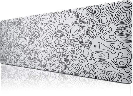 Klasse Pro - 5 Farklı Model Dikişli Kenar 120x60 cm Oyuncu Gaming Mouse Pad (White Map Lines)