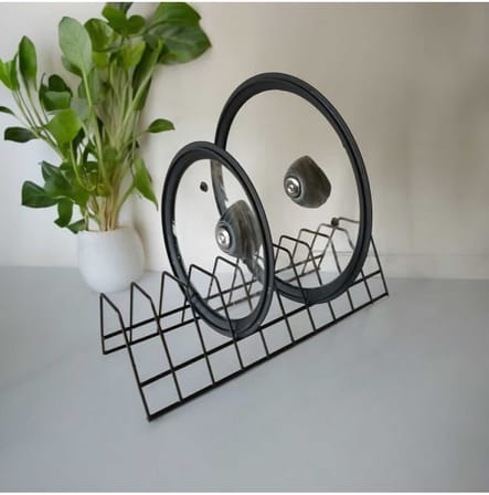 EceAksesuar Tabaklık Rafı- Tencere Kapak Düzenleyici-tabak Kurutmalık -10 Bölmeli Siyah Stand siyah 34 x 25
