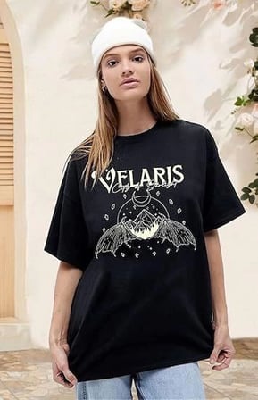 Modi Green Bisiklet Yaka Baskılı T-shirt - Siyah