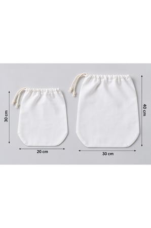 Milky 2 Adet Organik %100 Pamuk Yoğurt Süzme Kesesi Yıkanabilir Natural Süt Bezi 40*30 Cm Ve 30*20 Cm Hindistan