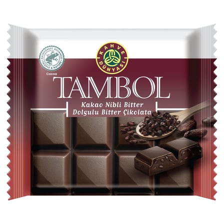 5 Adet Kahve Dünyası Tambol Kakao Nibli Bitter Dolgulu Çikolata 100 G