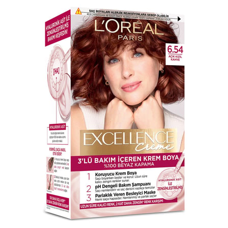2 Adet Excellence Creme 6.54 Açık Kızıl Kahve Saç Boyası 192 Ml