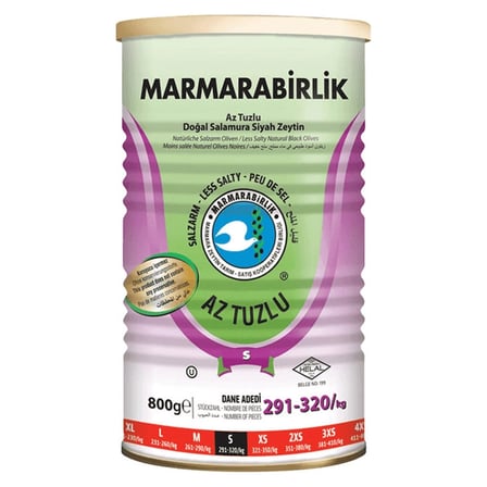 2 Adet Marmarabirlik Az Tuzlu Doğal Salamura Siyah Zeytin 800 G