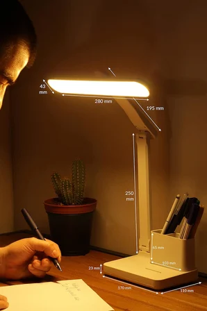 Şarjlı Masa Lambası 3 Renk Dokunmatik Telefon Standlı Kademeli Çalışma Okuma Işığı Gece Lambası