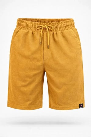 Modi Green Erkek Otoban Dokuma Şort Beli Lastikli Bağcıklı, Cepli, Rahat Kesim Günlük Yazlık Şort - Hardal