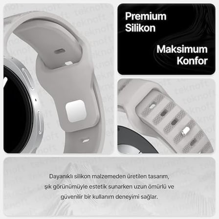 Galaxy Watch 8 (40mm/44mm) ve Watch 8 Classic (46mm) ile Uyumlu Konforlu ve Yumuşak Rugged Silikon Kordon