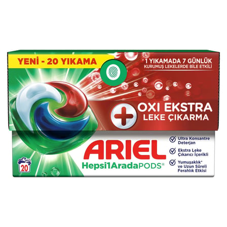4 Adet Ariel OXI PODS® Çamaşır Deterjanı Kapsülü 20'li 478 G