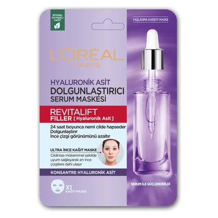 3 Adet L'Oréal Paris Revitalift Filler Dolgunlaştırıcı Serum Maske 28 G