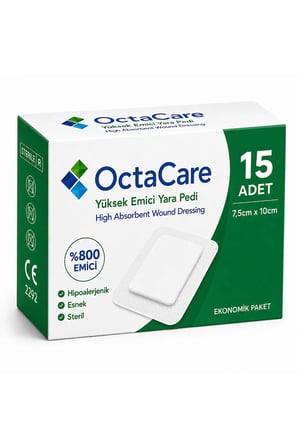 Octacare Steril Yüksek Emici Yara Pedi 7,5cm×10cm (15 Adet)