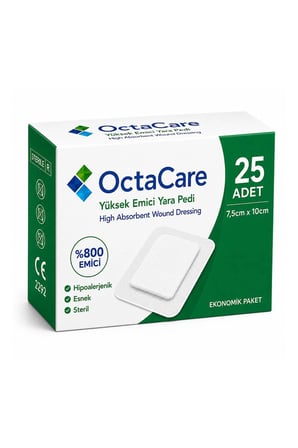 Octacare Steril Yüksek Emici Yara Pedi 7,5cm×10cm (25 Adet)