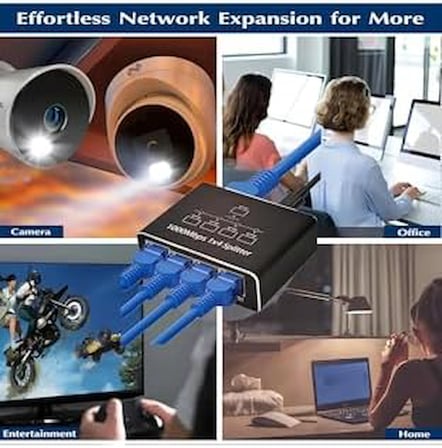 Ethernet Splitter, Gigabit Ağ Bölücü, Bilgisayar, Hub, Anahtar, Yönlendirici 1x4 Portlu, Evrensel Ağ Genişletici, USB-C Güç Girişli, 1000Mbps RJ45 LAN İnternet Splitter Eşzamanlı Çalışma