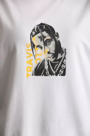 Modi Green Unisex Baskılı Oversize T-Shirt - Beyaz