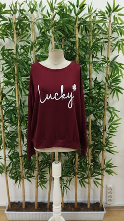Kadın Uzun Kollu Bisiklet Yaka Viskon Iki Iplik Bluz - Bordo / 2XL-3XL