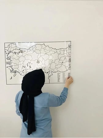 Türkiye Haritası Akıllı Statik Tutunan Doldurulabilir Yapışkansız Pratik Şeffaf Türkiye Haritası 110x56