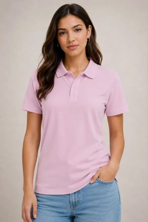 Modi Green 2li Polo Yaka Pike Kumaş Düğmeli Basic Tişört Günlük Rahat Kesim - Beyaz, Pembe