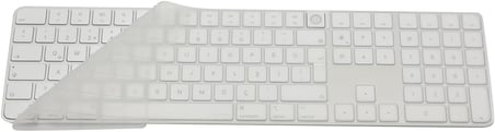 Apple Magic Keyboard 3 A2520 Numerik Türkçe Q Klavye Koruyucu – ISO Ters L Enter Uyumlu Ultra İnce Clear Silikon Kaplama Toz ve Sıvı Koruma Transparent Keyboard Cover Şeffaf