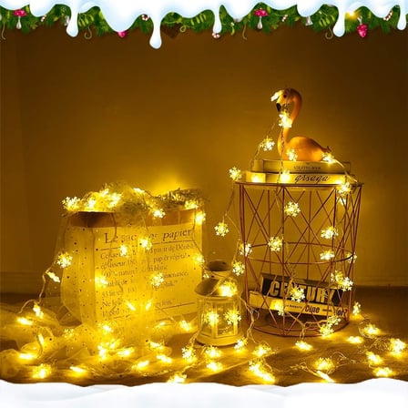 5 metre Led Işıklı 28'li Kar Tanesi Işık Zinciri Dekoratif Pilli Aydınlatma Ev Dekorasyonu Süsleme Salon Oda Merdiven Balkon Süslemeleri için Yılbaşı Eğlence Doğum Günlerine Özel Aydınlatma