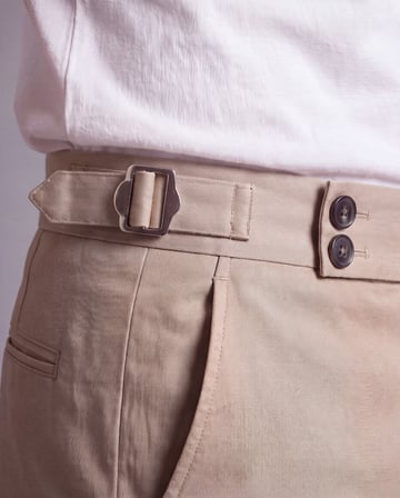Erkek Toka Detaylı Kumaş Pantolon - Açık Krem / 38