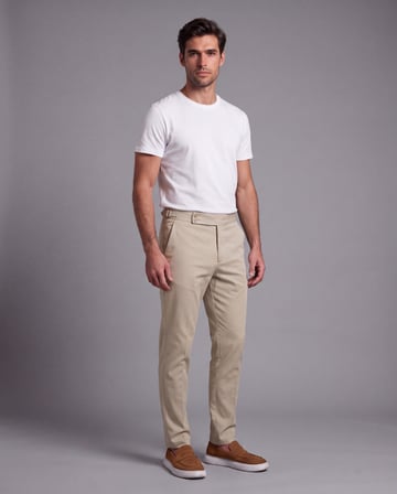 Erkek Toka Detaylı Kumaş Pantolon - Açık Krem / 38