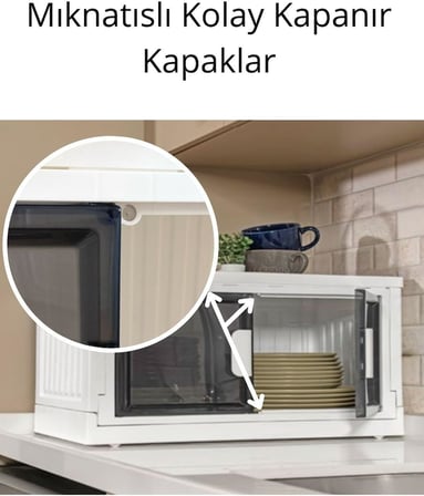 3 Katlı Çok Amaçlı Portatif Organizer Dolap – Kapaklı ve İstiflenebilir Raf Ünitesi | Mutfak, Kiler, Banyo ve Balkon için Pratik Saklama Çözümü (BEYAZ, 3 KATLI)