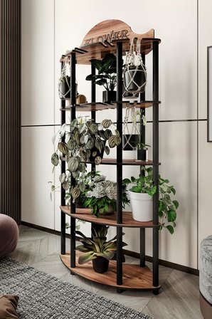 ALLAMANDA Çiçeklik Saksılık – Retro Tasarımlı Ahşap Bitki Standı, MDF Malzemeden Dayanıklı 3 Katlı Çiçek Rafı, Hem İç Hem Dış Mekan Kullanımına Uygun, Şık ve Dekoratif Tasarım (Ceviz)