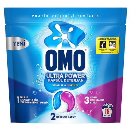 4 Adet Omo Ultra Power Kapsül Deterjan 18 Kapsül 234 G