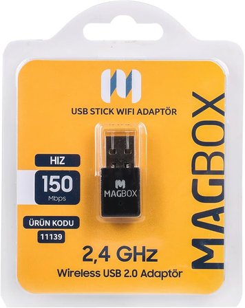 Mini Usb Stick Wifi Adaptör, 7601 Chipset, 2.4GHz, 150 Mbps, HD Uydu Alıcı Uyumlu Usb Stick Wifi Adaptör, 802.11N, Magbox