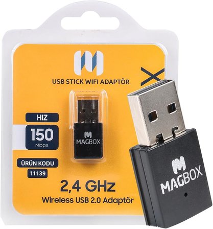 Mini Usb Stick Wifi Adaptör, 7601 Chipset, 2.4GHz, 150 Mbps, HD Uydu Alıcı Uyumlu Usb Stick Wifi Adaptör, 802.11N, Magbox