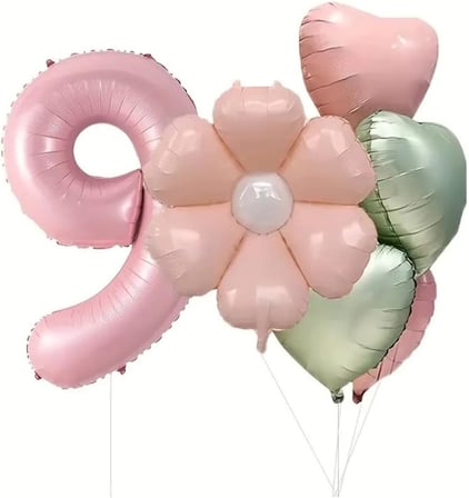 6'lı Papatya Doğum Günü Balon Seti, Pembe