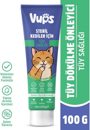 Tüy Dökülme Engelleyici, Tüy Yumağı ve Kusma Önleyici Multivitamin Kedi Malt Macunu 100g