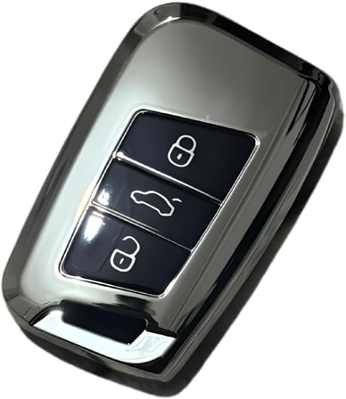 AutoHan Keys Volkswagen Passat B8 Uyumlu Akıllı Anahtar Kumanda Kabı Kılıfı, Nano Krom Siyah Renk