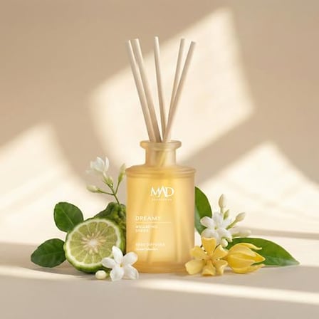 Mad Wellbeing Dreamy 190 ml, Rattan Çubuklu Ortam Kokusu – Bergamot, Yasemin ve Sandal Ağacı ile Rüya Gibi Bir Atmosfer