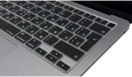Rusça Klavye Koruyucu MacBook Air 13 A1932 A2179 A2337 M1 Uyumlu | UK ISO Ters L Enter | İnce Silikon Russian Keyboard Cover Siyah