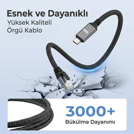 C6C01 USB-C to RJ45 1000Mbps Gigabit Ethernet Dönüştürücü CAT6 Kablo 1 Metre Thunderbolt 3/4/5, Mac/Windows/iPad/Android Uyumlu
