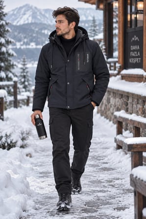 LUXIC CORE Erkek Kürklü Kapüşonlu Softshell Kışlık Mont Lacivert L