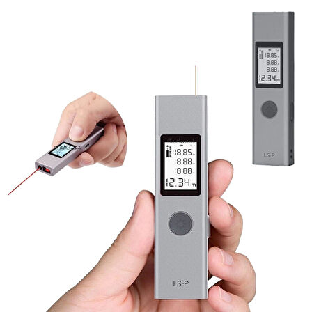 Earldom LS-P Dijital Ekranlı Lazer Metre Mesafe Ölçme Cihazı Gri