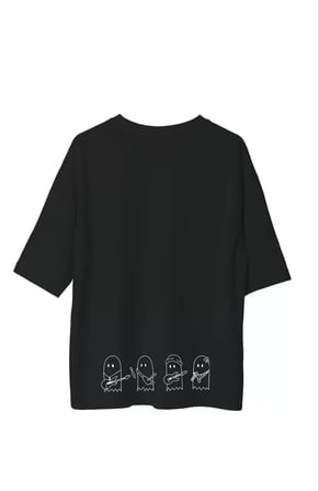 Modi Green Unisex Bisiklet Yaka Baskılı Oversize T-Shirt - Siyah